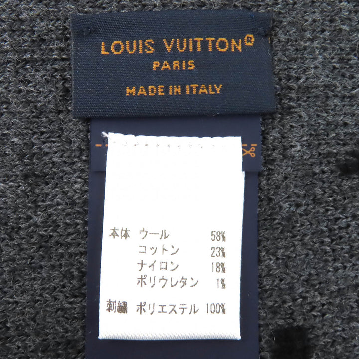 Excellent LOUIS VUITTON Scarf with graphic floral design fringe gray M97784