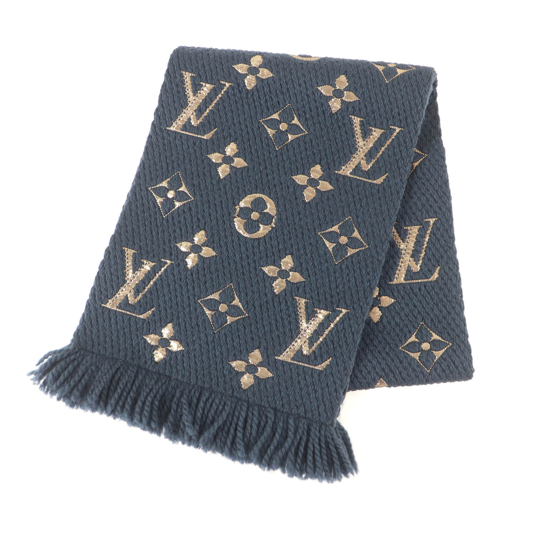 Excellent LOUIS VUITTON Scarf Eshal Progo Mania Shine Monogram wool M70815