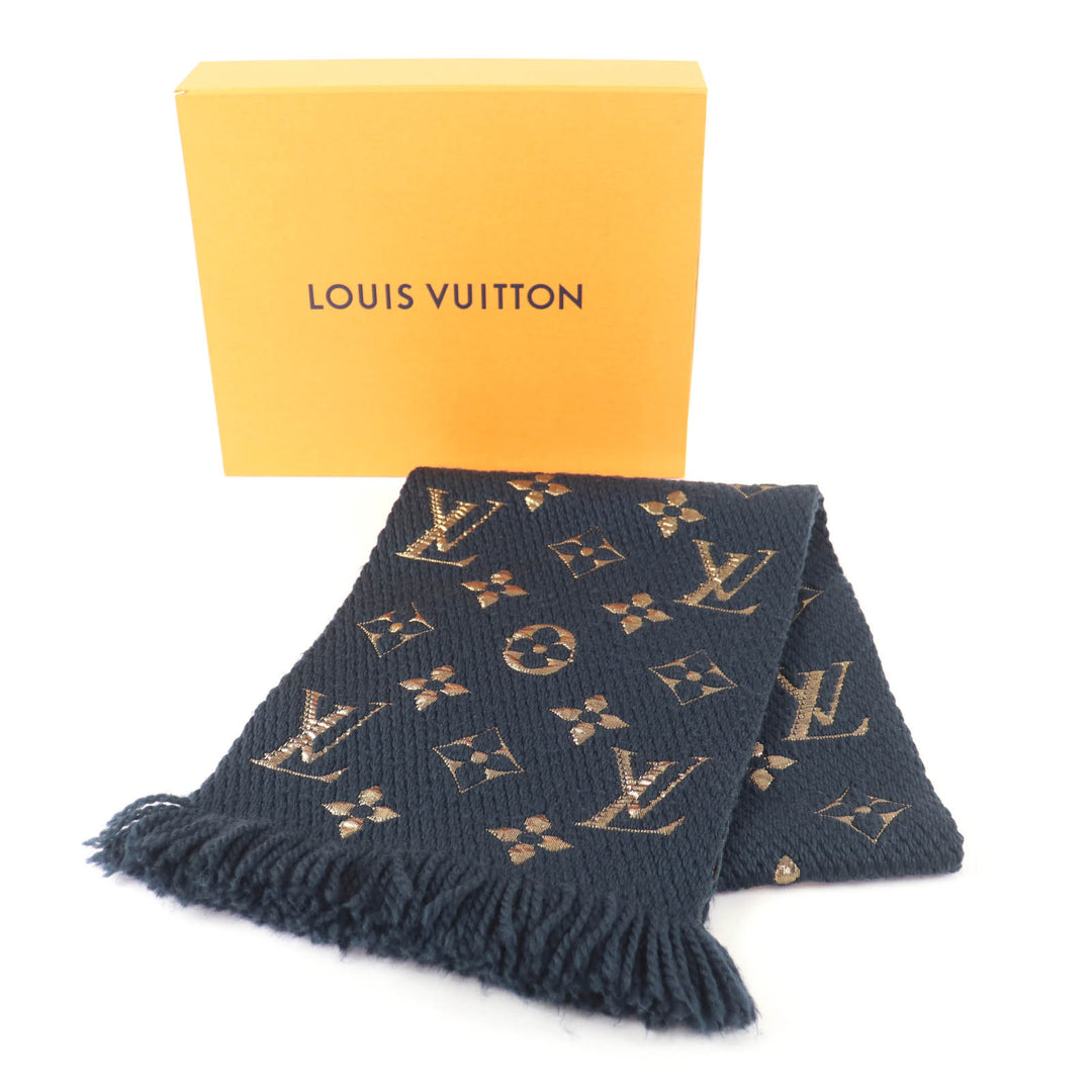 Excellent LOUIS VUITTON Scarf Eshal Progo Mania Shine Monogram wool M70815