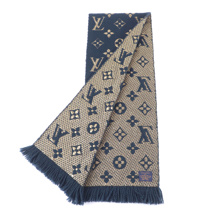 Excellent LOUIS VUITTON Scarf Eshal Progo Mania Shine Monogram wool M70815