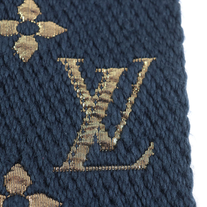 Excellent LOUIS VUITTON Scarf Eshal Progo Mania Shine Monogram wool M70815