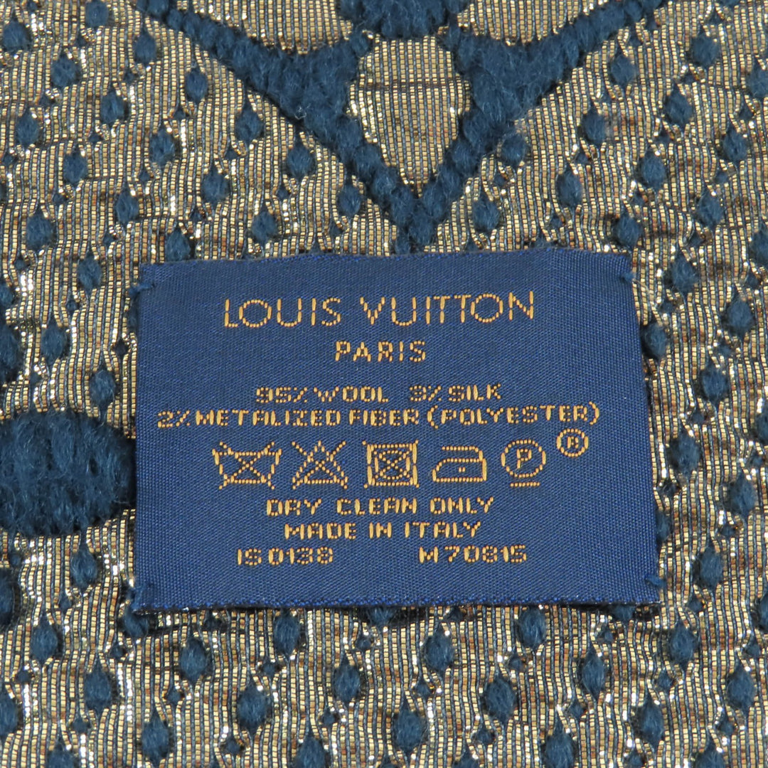 Excellent LOUIS VUITTON Scarf Eshal Progo Mania Shine Monogram wool M70815