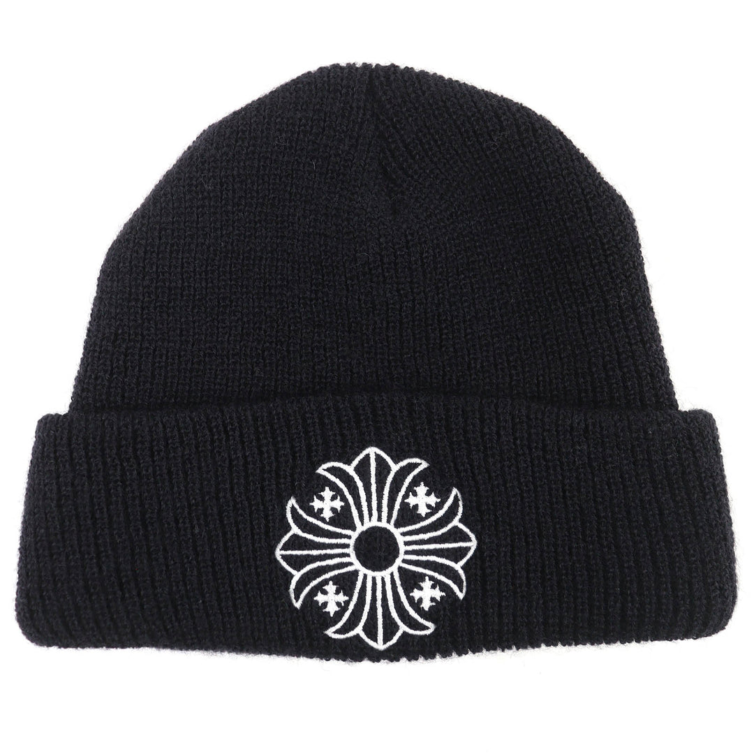 Excellent CHROME HEARTS Knit cap CH Plus Embroidered Beanie Knit Hat black wool