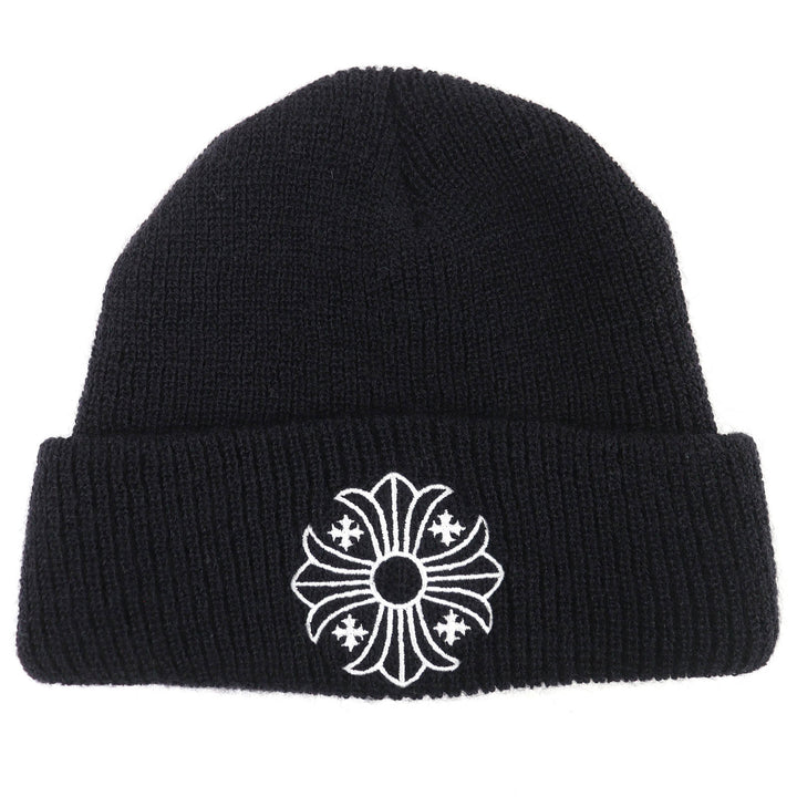 Excellent CHROME HEARTS Knit cap CH Plus Embroidered Beanie Knit Hat black wool