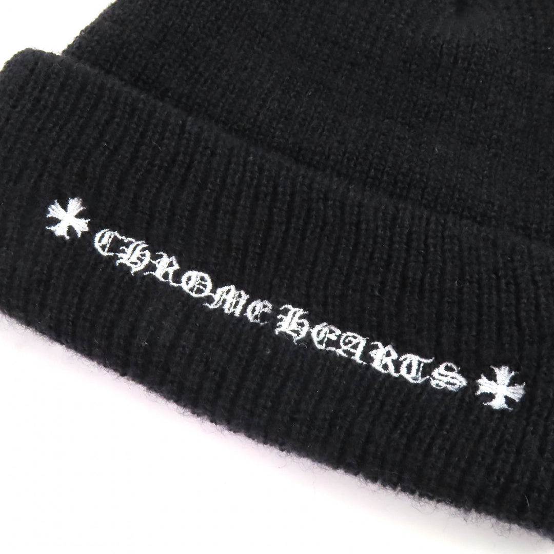 Excellent CHROME HEARTS Knit cap CH Plus Embroidered Beanie Knit Hat black wool