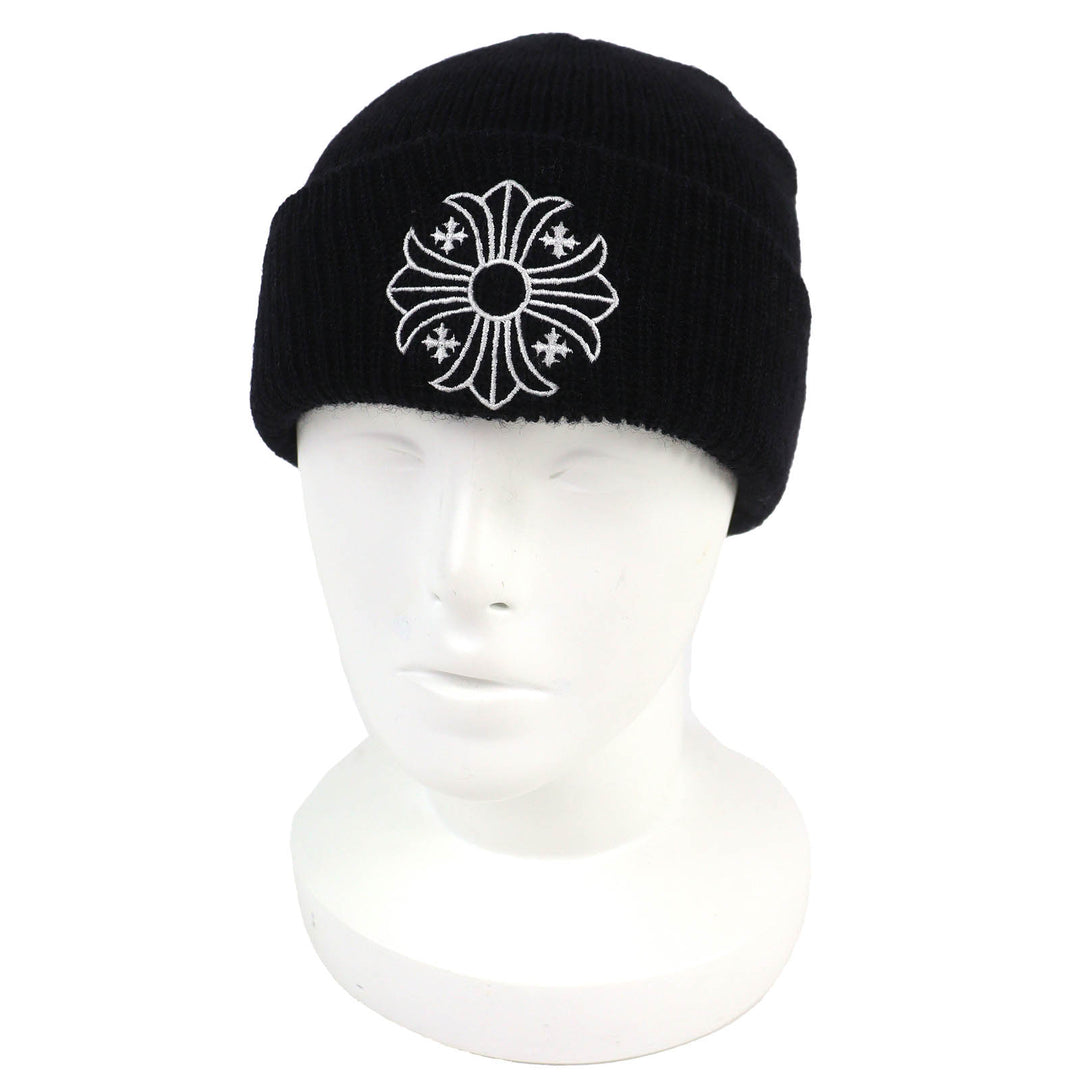 Excellent CHROME HEARTS Knit cap CH Plus Embroidered Beanie Knit Hat black wool