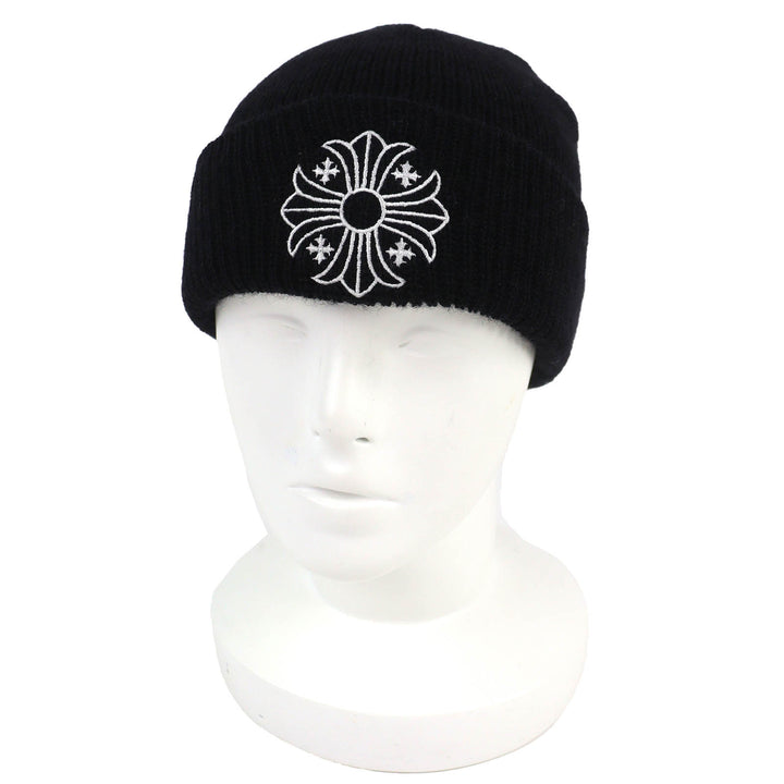 Excellent CHROME HEARTS Knit cap CH Plus Embroidered Beanie Knit Hat black wool