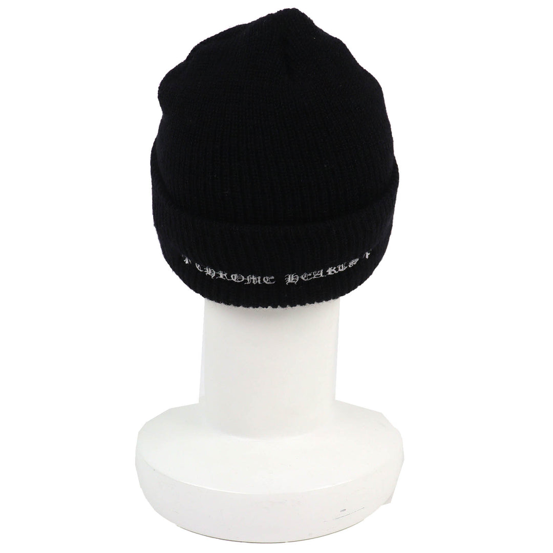 Excellent CHROME HEARTS Knit cap CH Plus Embroidered Beanie Knit Hat black wool
