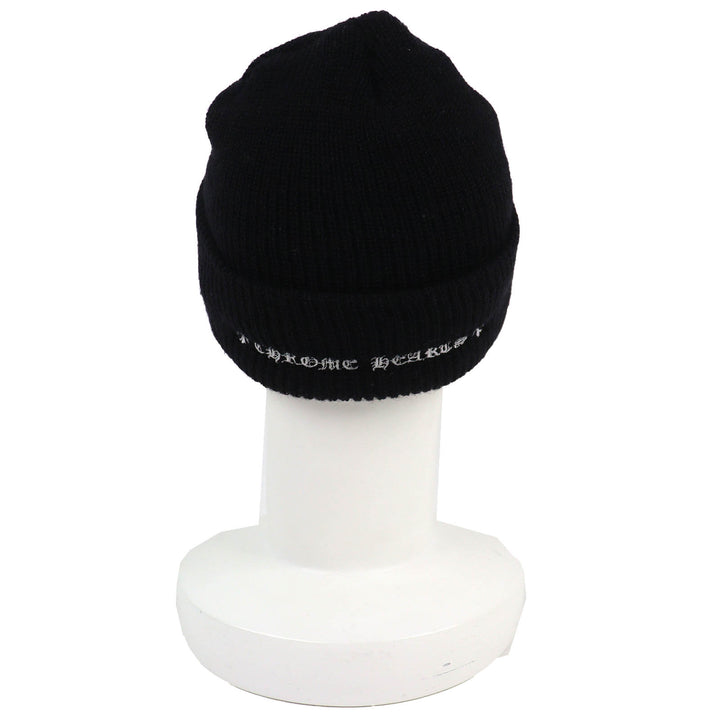 Excellent CHROME HEARTS Knit cap CH Plus Embroidered Beanie Knit Hat black wool