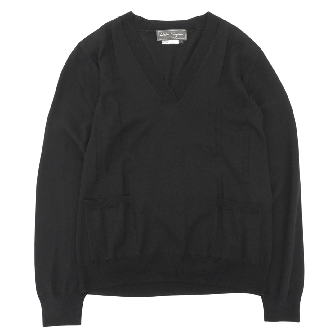 Excellent Salvatore Ferragamo knit black wool mens S