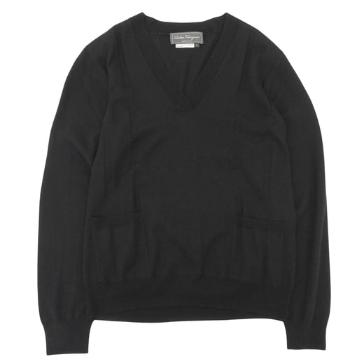 Excellent Salvatore Ferragamo knit black wool mens S
