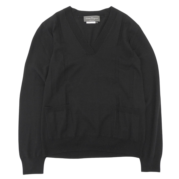 Excellent Salvatore Ferragamo knit black wool mens S