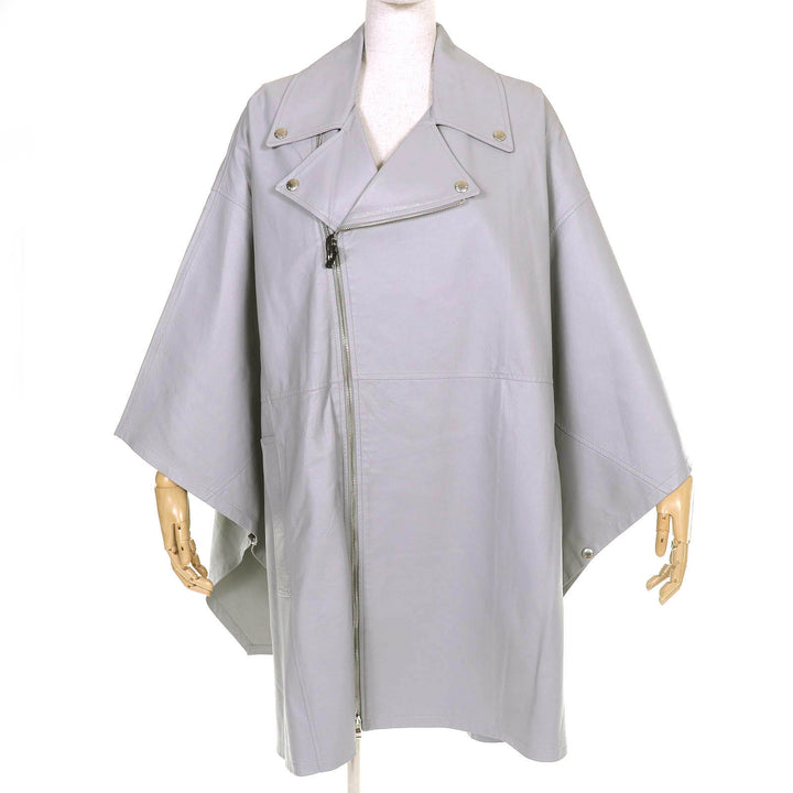Pristine EMMETI poncho Lambskin Zip-Up Poncho Coat gray Women 38