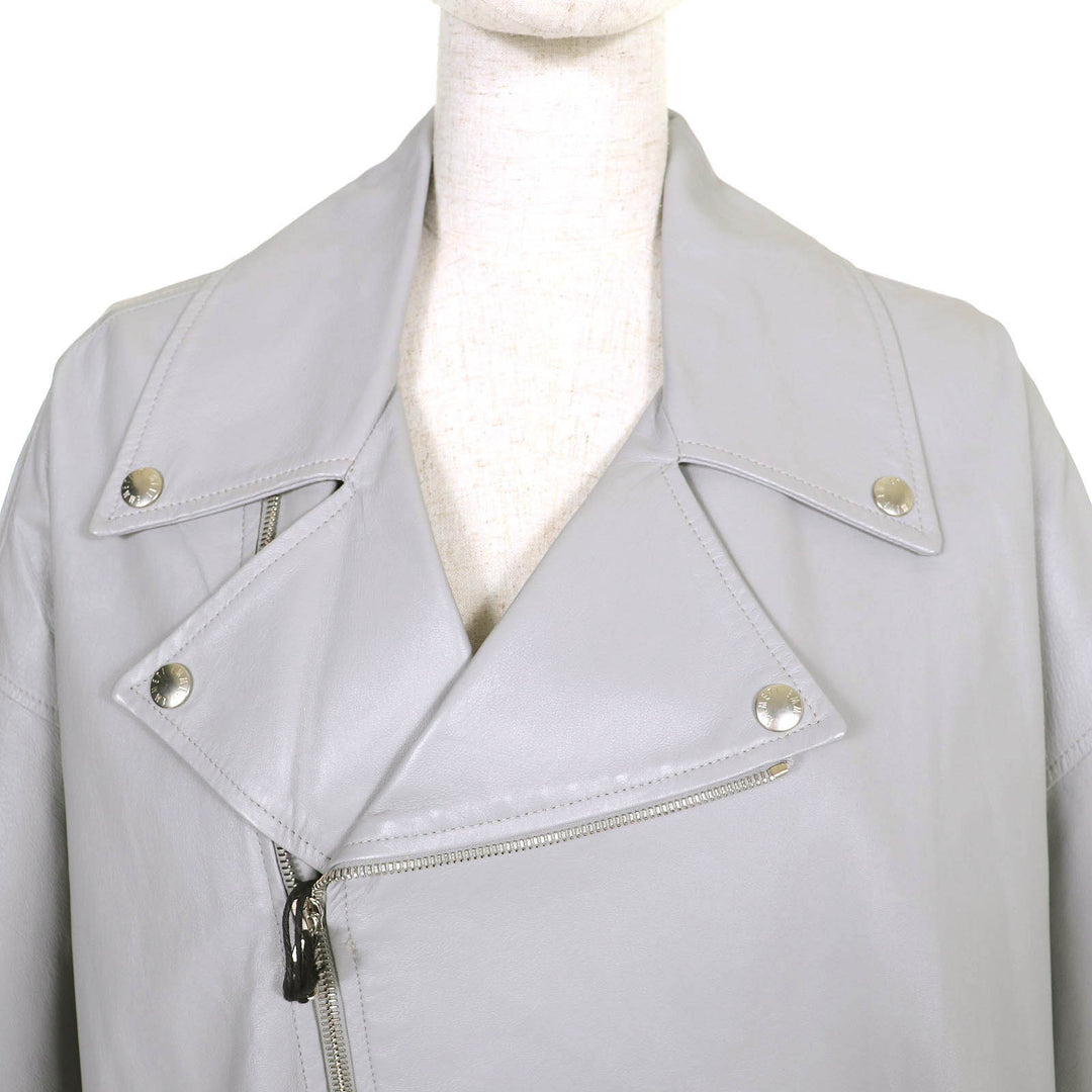 Pristine EMMETI poncho Lambskin Zip-Up Poncho Coat gray Women 38
