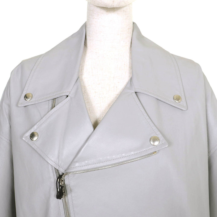 Pristine EMMETI poncho Lambskin Zip-Up Poncho Coat gray Women 38