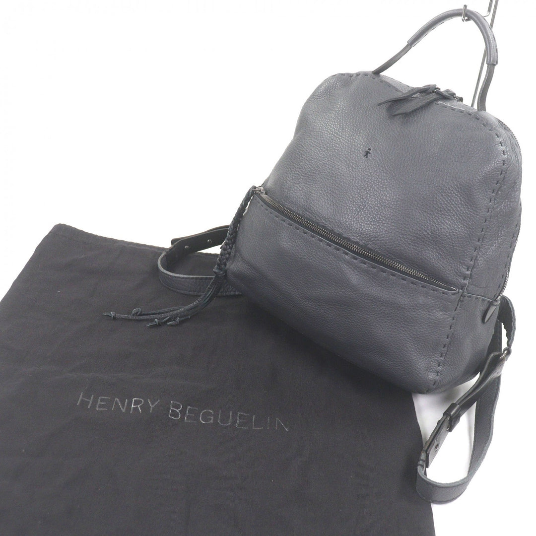 Excellent HENRY BEGUELIN Backpack Â· Daypack PERA ZAINO gray leather mens