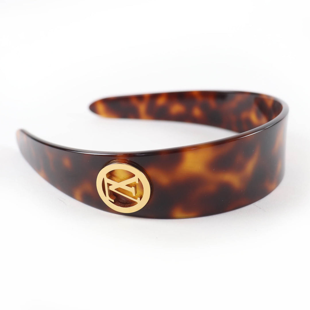 Excellent LOUIS VUITTON Katyusha LV Circle Headband Brown Women M02980