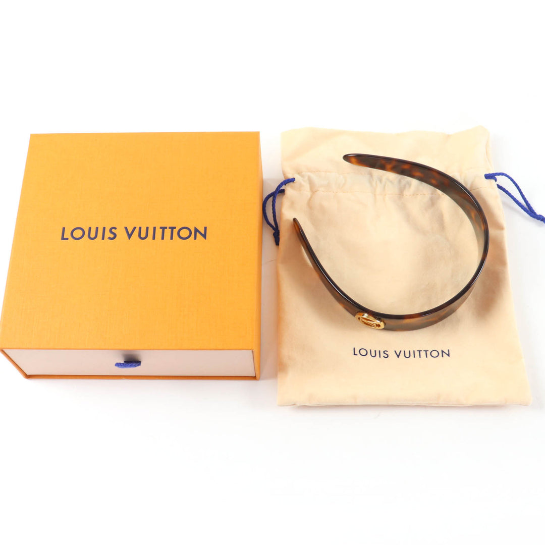 Excellent LOUIS VUITTON Katyusha LV Circle Headband Brown Women M02980