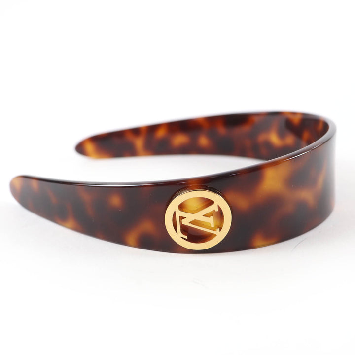 Excellent LOUIS VUITTON Katyusha LV Circle Headband Brown Women M02980