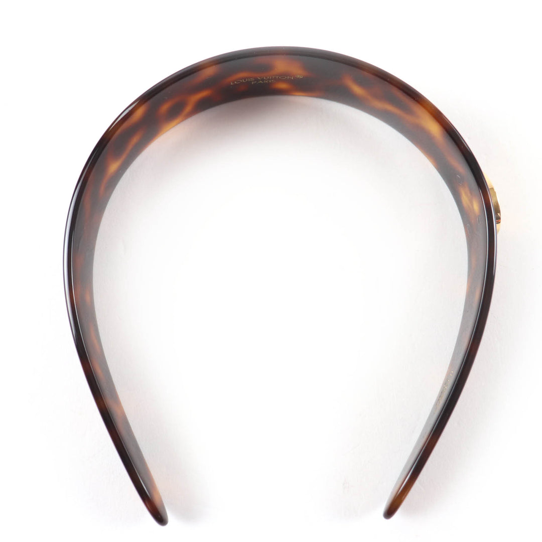 Excellent LOUIS VUITTON Katyusha LV Circle Headband Brown Women M02980