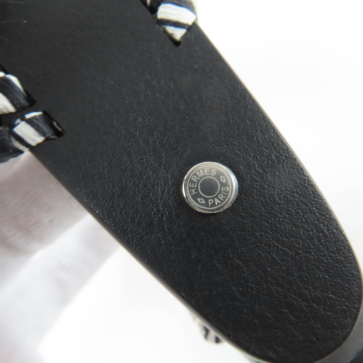Great HERMES Katyusha Grace Serie Metal Leather black leather Women