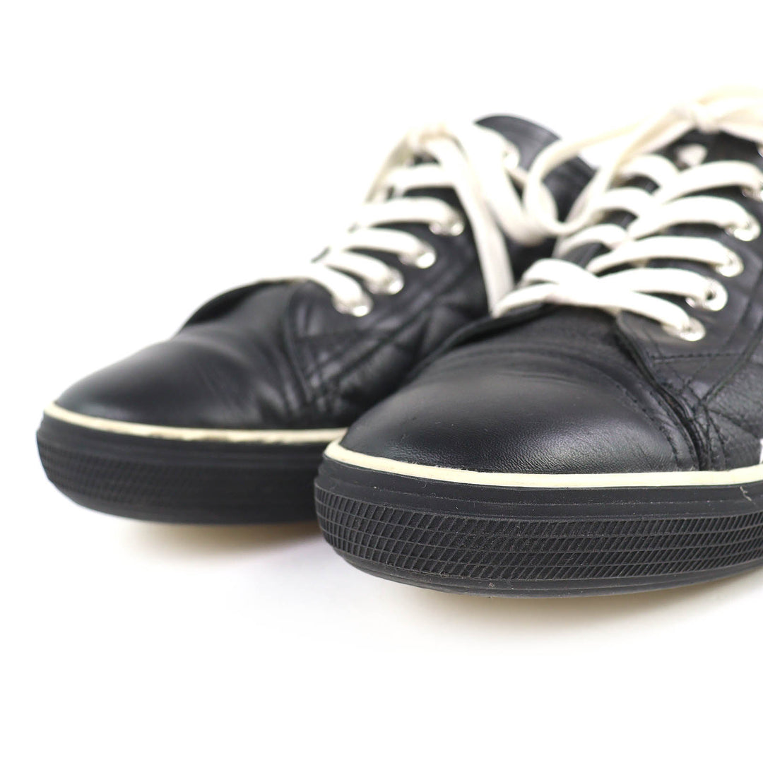 Great CHANEL Low cut sneakers COCO Mark Matelasse Quilting Caviar skin 38 G26563