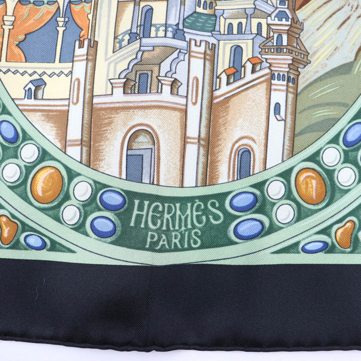 Pristine HERMES scarf LE TRIOMPHE DU PALADIN Style card included multicolor silk