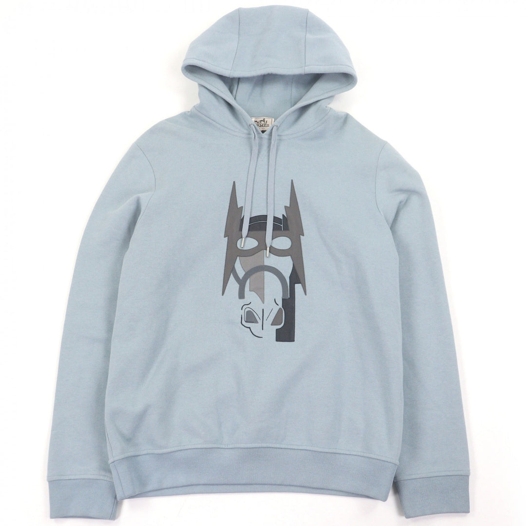 Pristine HERMES hoodie Super H Horse Lamb Leather Patch Pullover