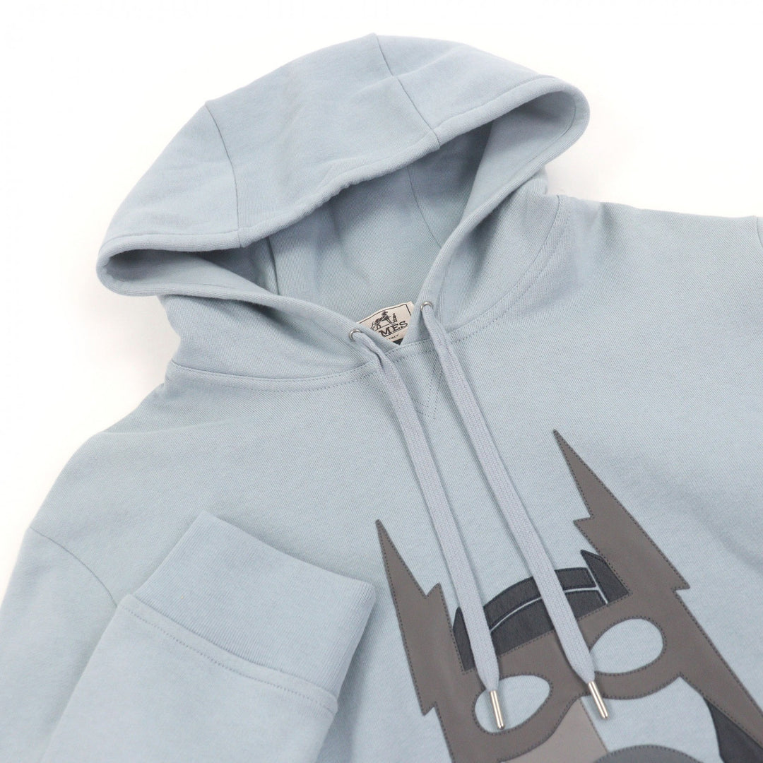 Pristine HERMES hoodie Super H Horse Lamb Leather Patch Pullover