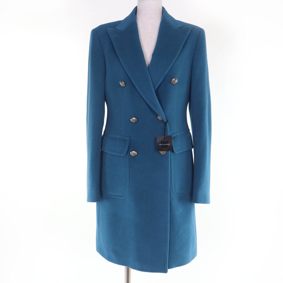 Pristine TAGLIATORE coat cashmere blend blue Angola Women 42 CFDL10P