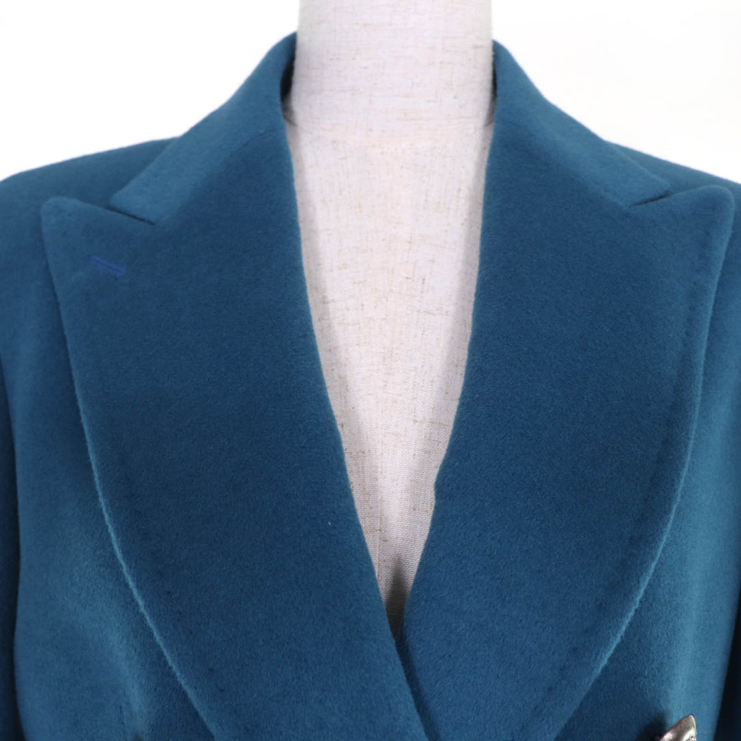 Pristine TAGLIATORE coat cashmere blend blue Angola Women 42 CFDL10P