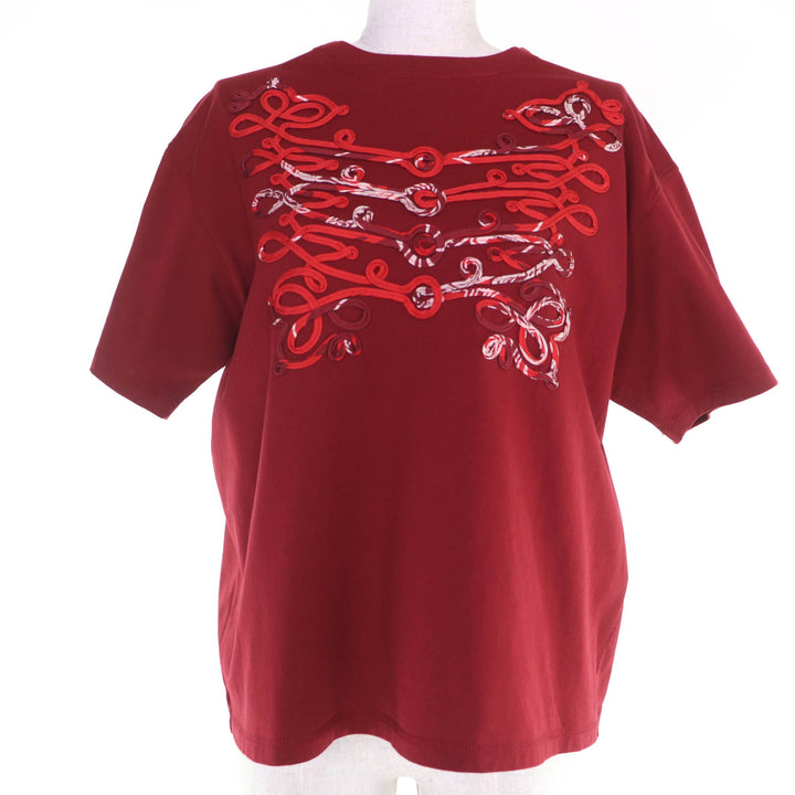 Excellent HERMES Short sleeve T-shirt Front silk Red cotton Women 40