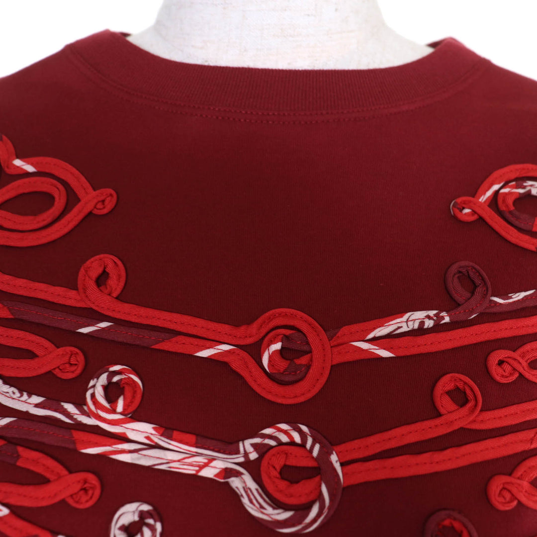 Excellent HERMES Short sleeve T-shirt Front silk Red cotton Women 40