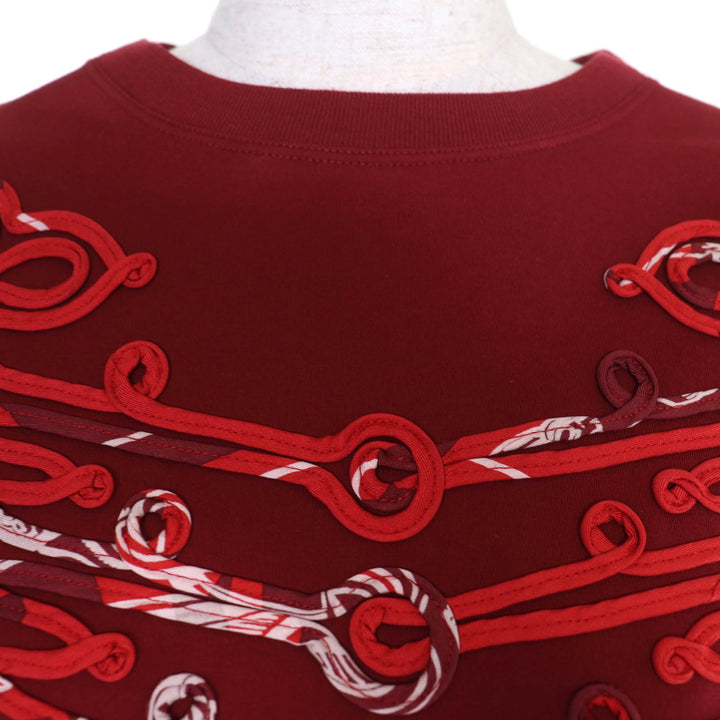 Excellent HERMES Short sleeve T-shirt Front silk Red cotton Women 40