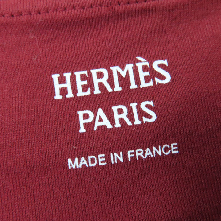 Excellent HERMES Short sleeve T-shirt Front silk Red cotton Women 40