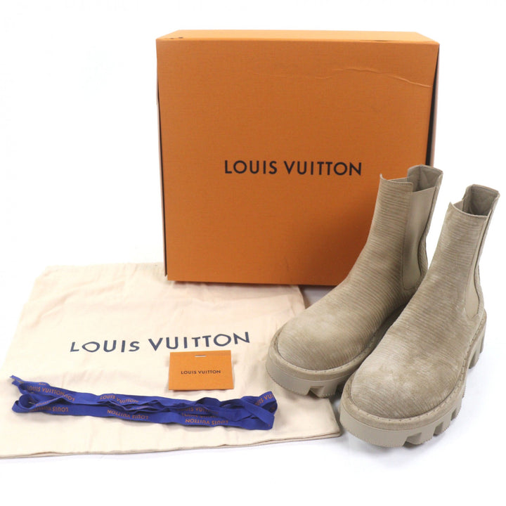 Pristine LOUIS VUITTON Checkered Chelsea boots beige Suede leather mens 7 1AD9S5