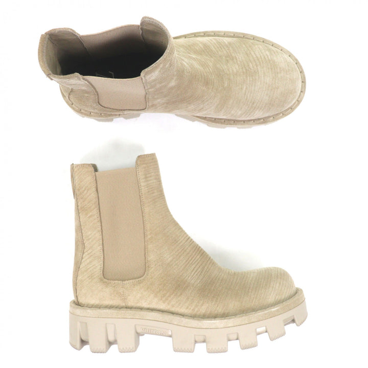 Pristine LOUIS VUITTON Checkered Chelsea boots beige Suede leather mens 7 1AD9S5