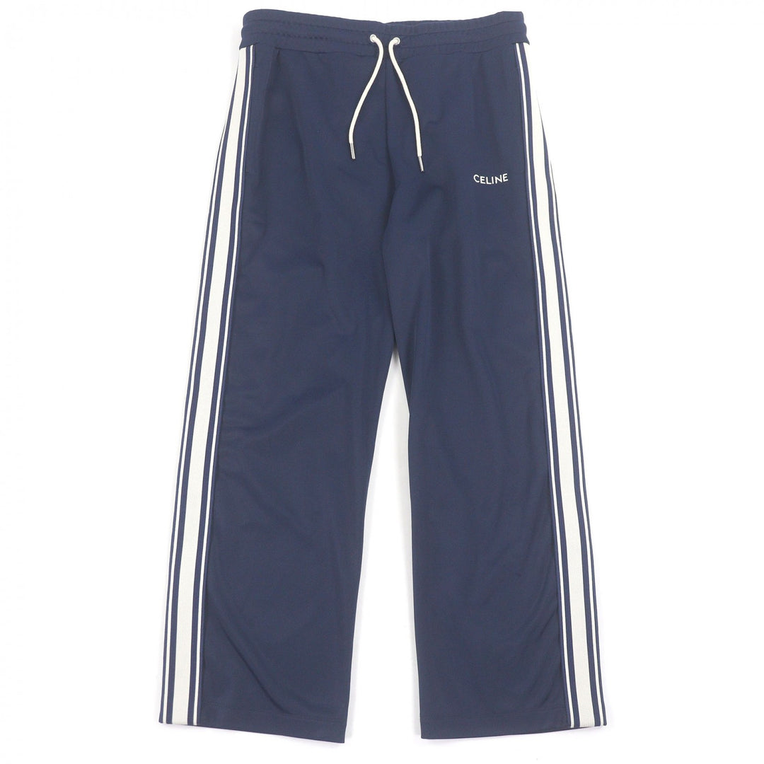 Pristine CELINE Pants Logo embroidered jersey track Navy polyester mens