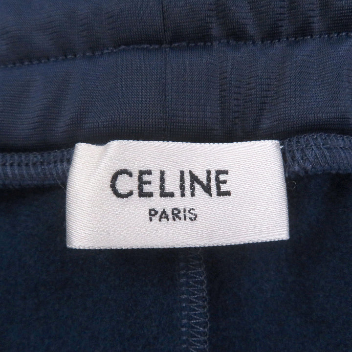 Pristine CELINE Pants Logo embroidered jersey track Navy polyester mens