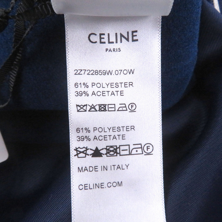 Pristine CELINE Pants Logo embroidered jersey track Navy polyester mens