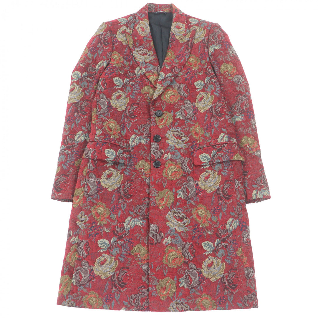 Excellent DOLCE&GABBANA Chester coat Black tag, all-over floral jacquard