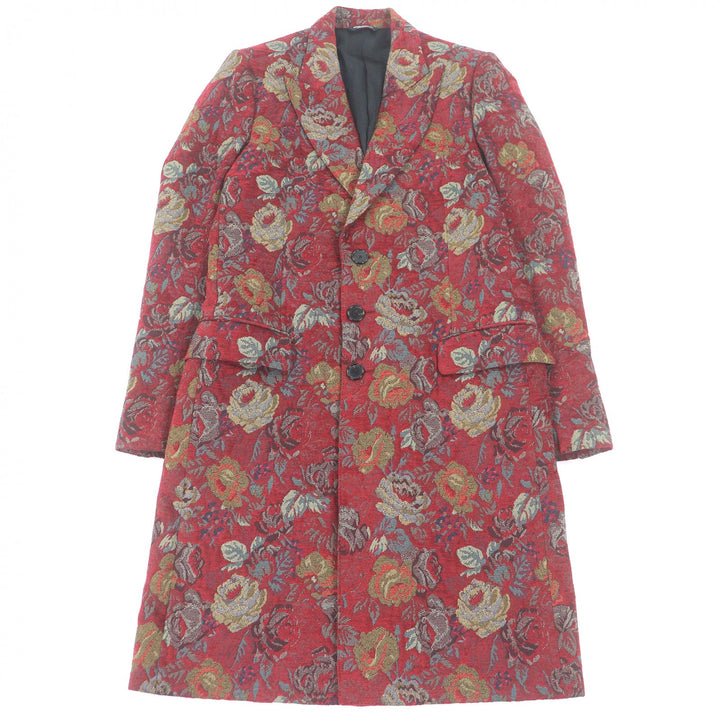 Excellent DOLCE&GABBANA Chester coat Black tag, all-over floral jacquard