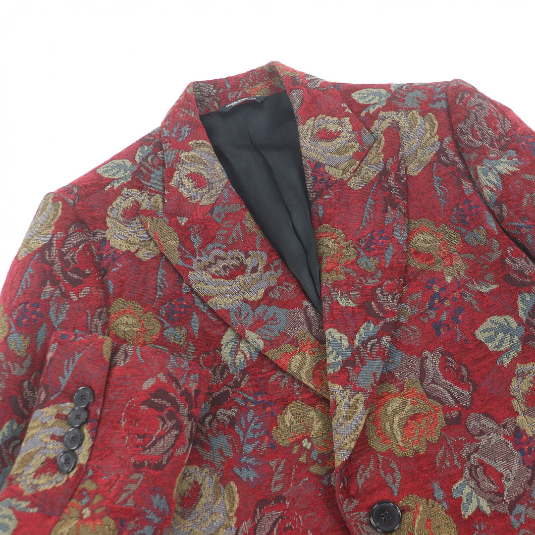 Excellent DOLCE&GABBANA Chester coat Black tag, all-over floral jacquard