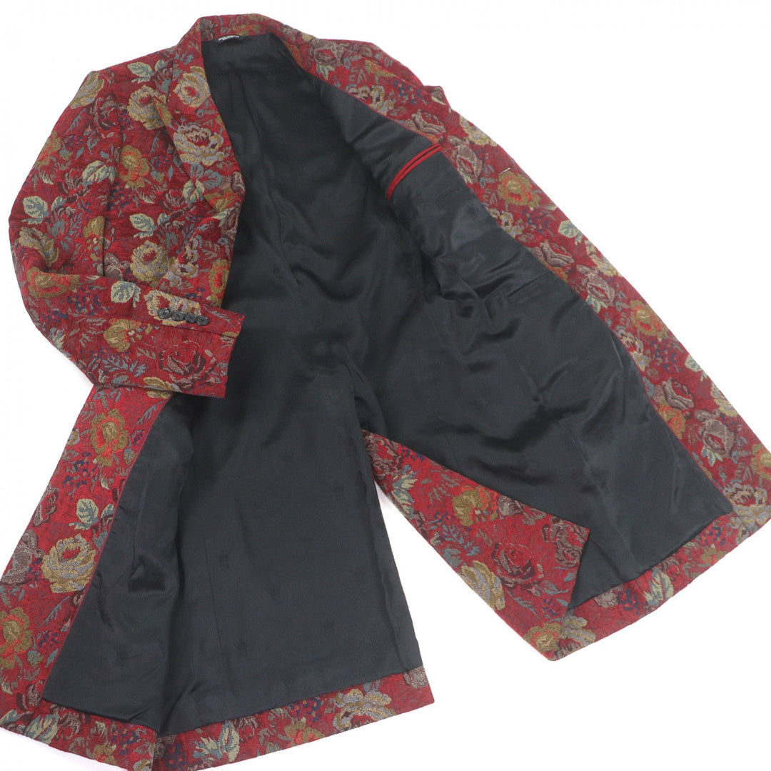 Excellent DOLCE&GABBANA Chester coat Black tag, all-over floral jacquard