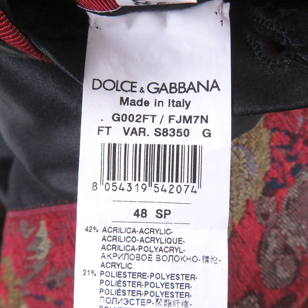 Excellent DOLCE&GABBANA Chester coat Black tag, all-over floral jacquard