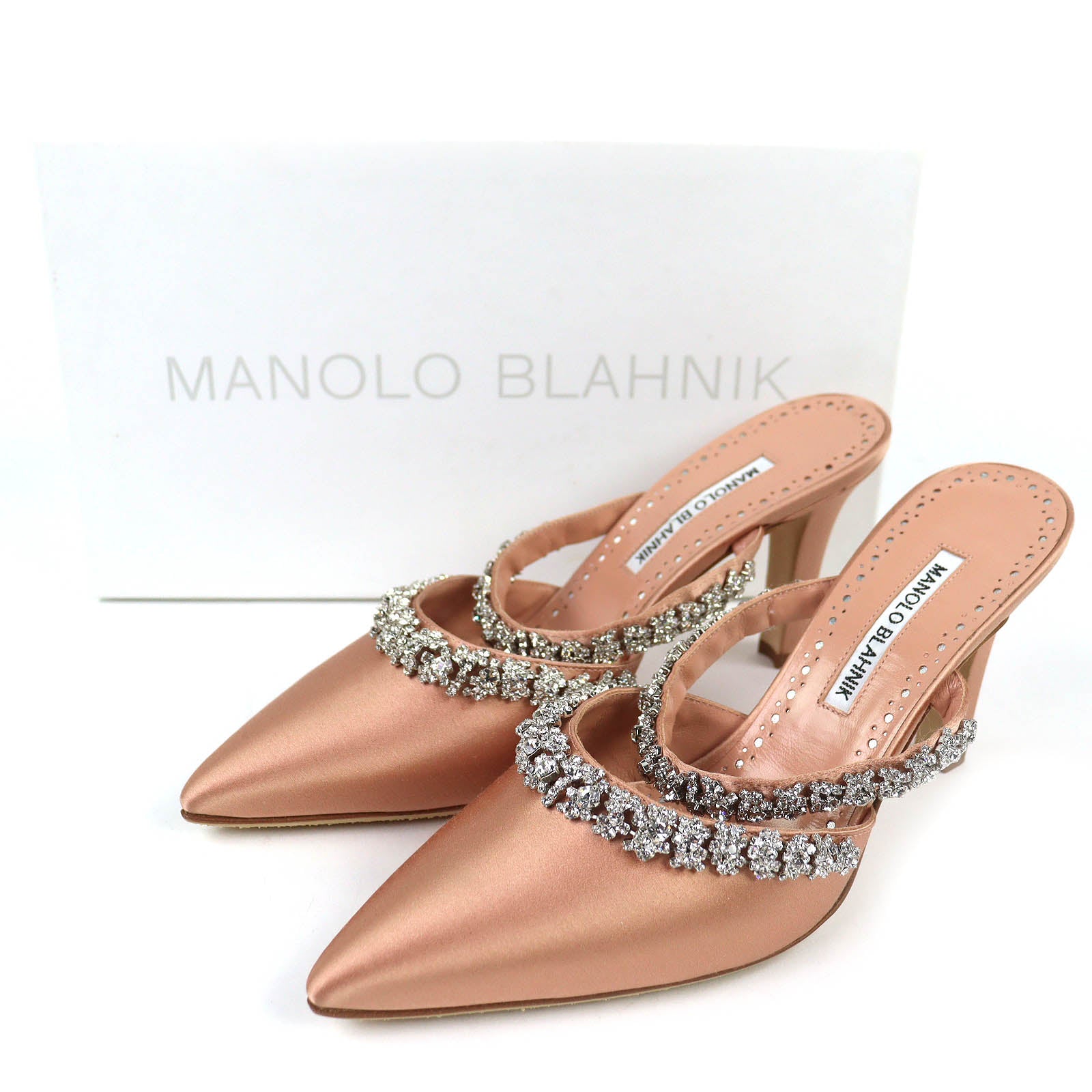 Excellent MANOLO BLAHNIK Mule VEDADAMU Crystal jewel trim pointed