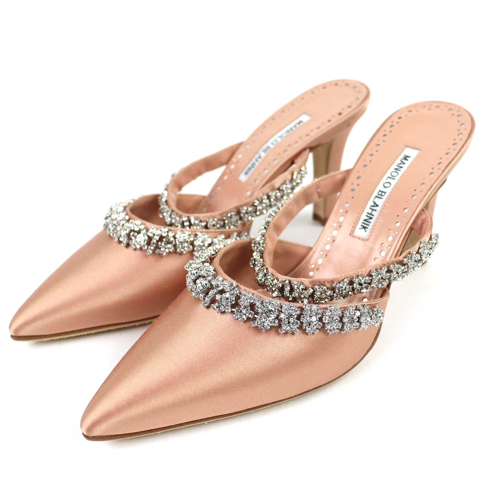Excellent MANOLO BLAHNIK Mule VEDADAMU Crystal jewel trim pointed