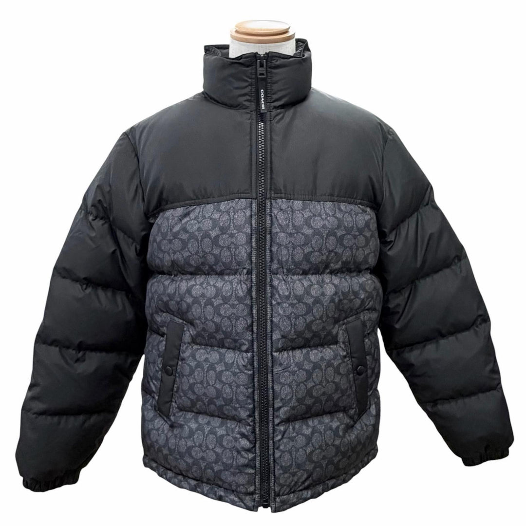 Great COACH Down jacket Signature Zip-up black polyester mens M CU798