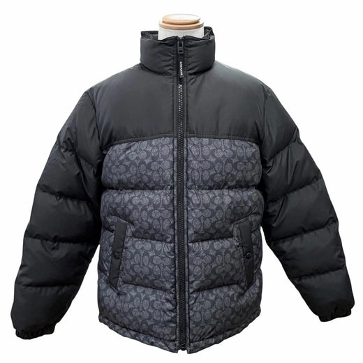Great COACH Down jacket Signature Zip-up black polyester mens M CU798