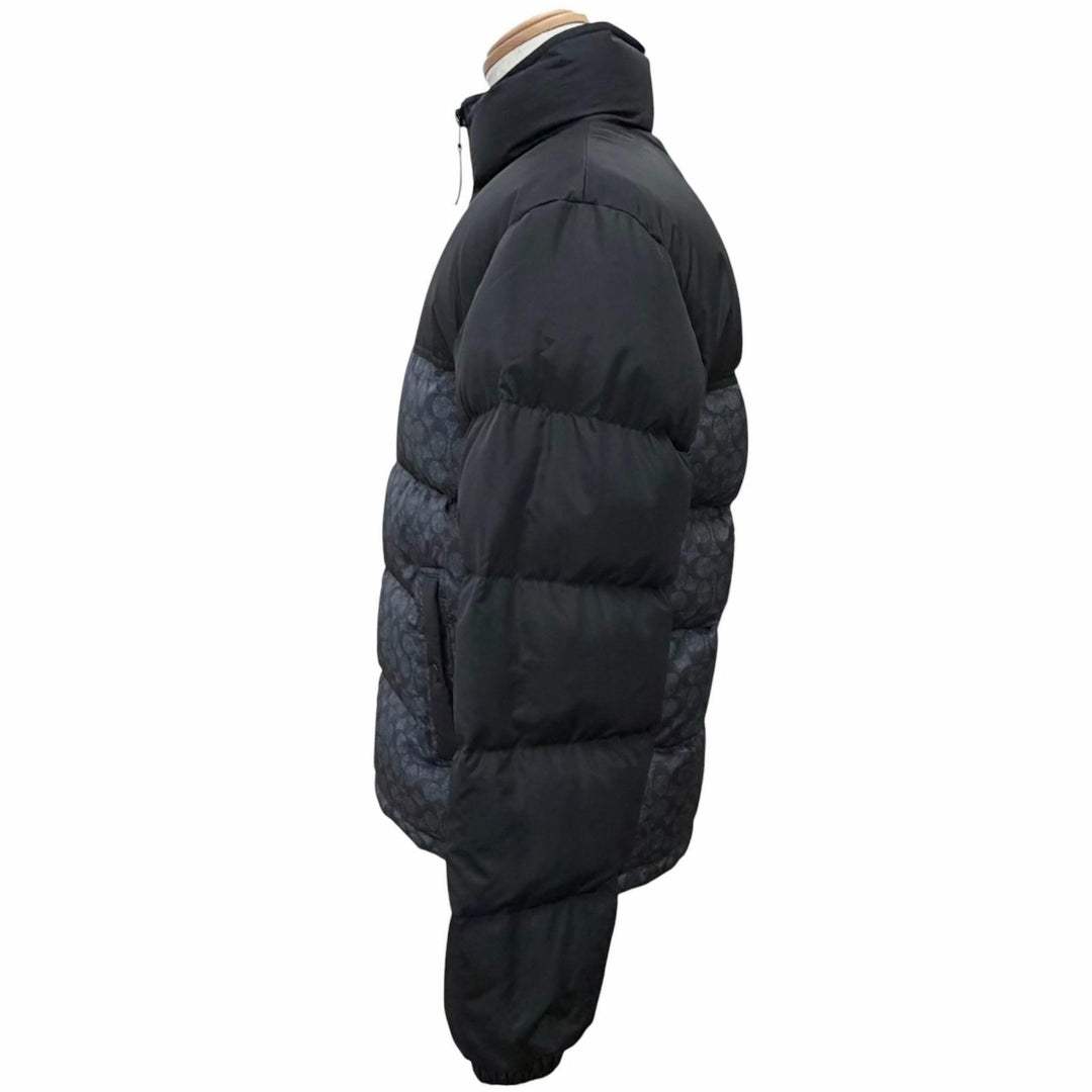 Great COACH Down jacket Signature Zip-up black polyester mens M CU798